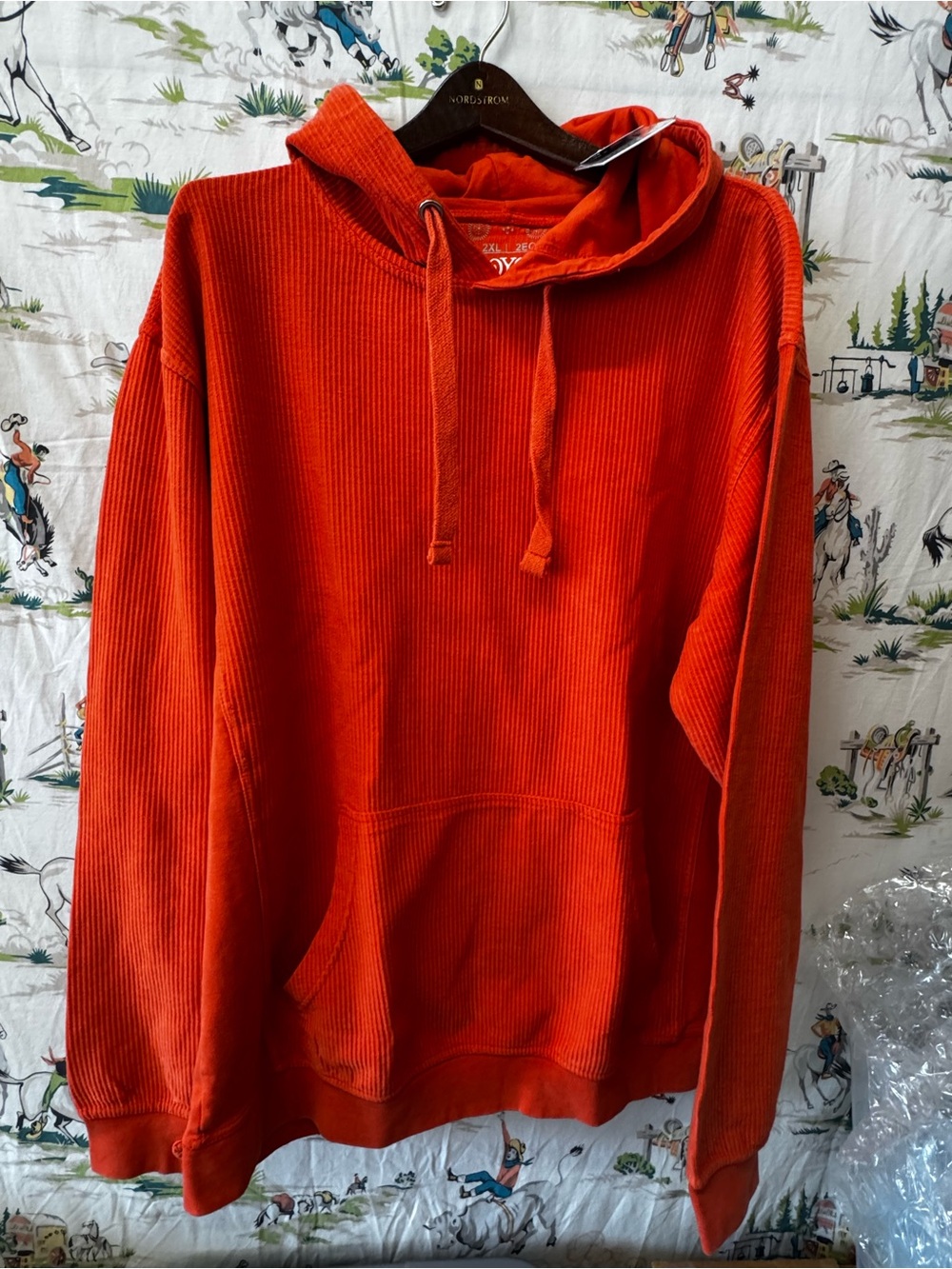 NWT Royce Women's Corduroy Hoodie Sweater - Bright Orange- size 2XL